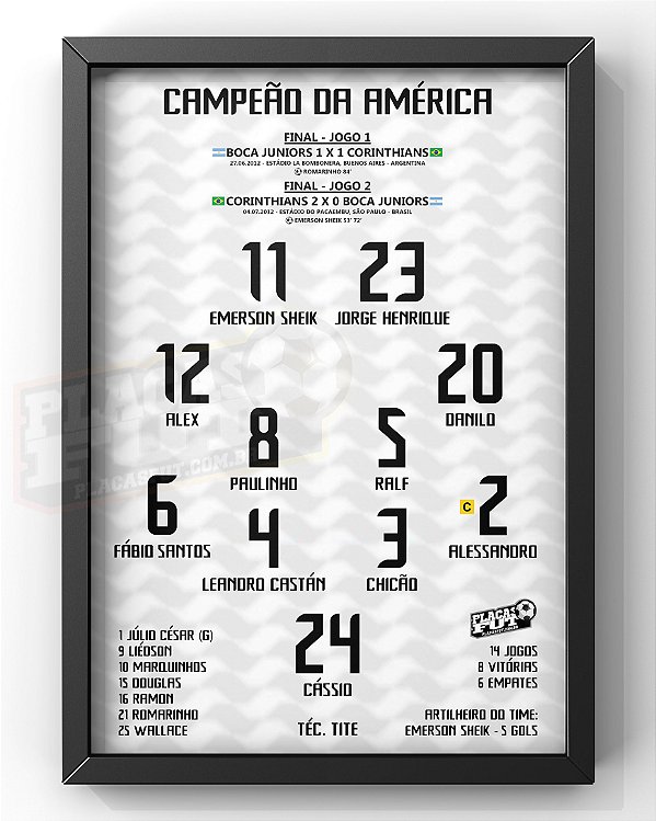 Quadro Escalação Final Campeão Da América 2012