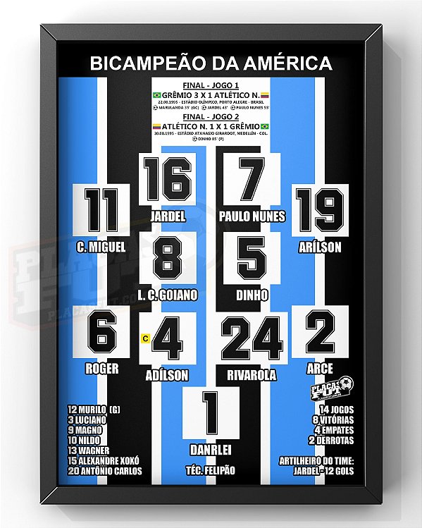 Quadro Escalação Final Campeão da América 1995