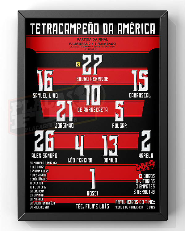 Quadro Escalação Final Campeão Da América 2025