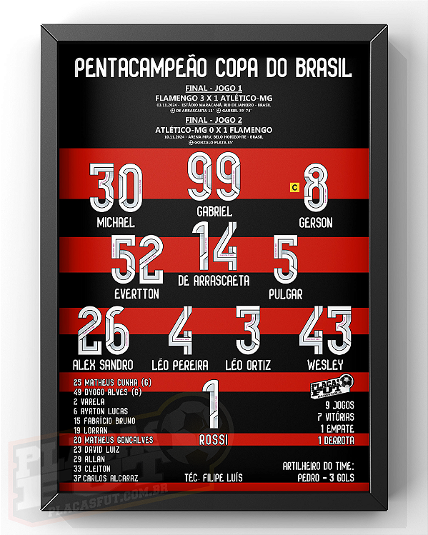 Quadro Escalação Final Campeão Do Brasil 2024
