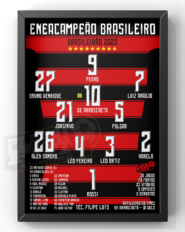 Quadro Escalação Campeão Brasileiro 2025