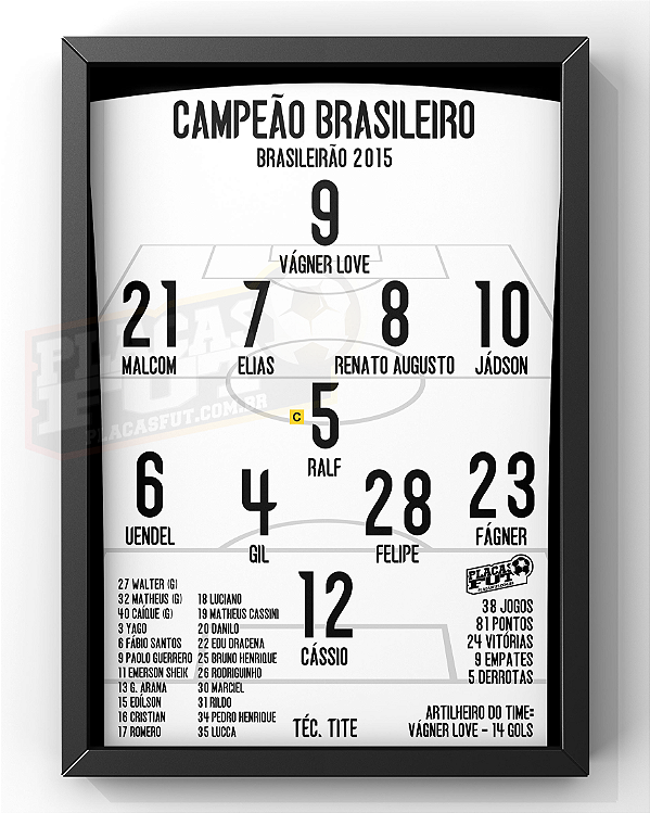 Quadro Escalação Campeão Brasileirão 2015