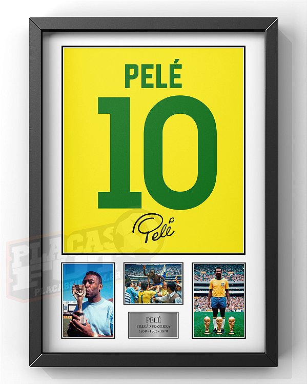 Quadro Pelé Especial Brasil + Autógrafo Digital