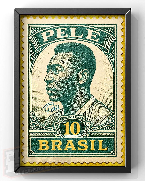 Quadro Pelé Arte Selo Real