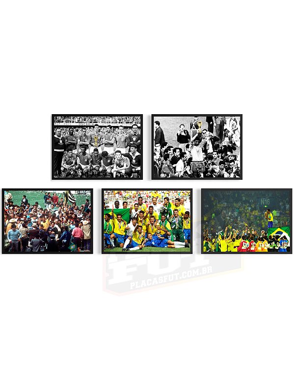 Kit 5 Quadros Comemorações 1958/1962/1970/1994/2002