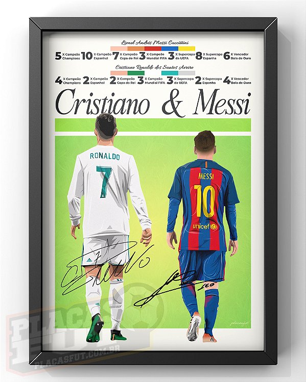 Quadro Messi & Cristiano Ronaldo "Hall da Fama PlacasFUT"