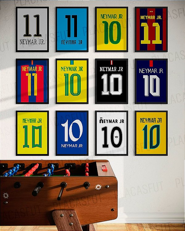 Kit 12 Quadros Neymar Camisas Históricas