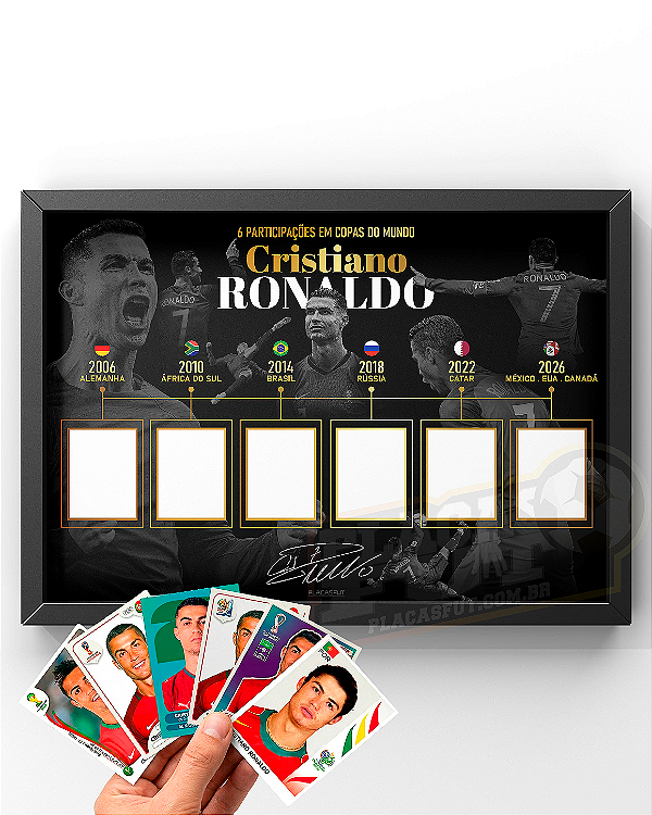 Quadro Cristiano Ronaldo + Figurinhas De Todas As Copas PARA COLAR (33x45cm)