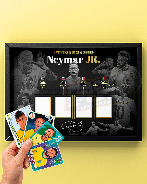 Quadro Neymar + Figurinhas PARA COLAR De Todas As Copas (33x45cm)