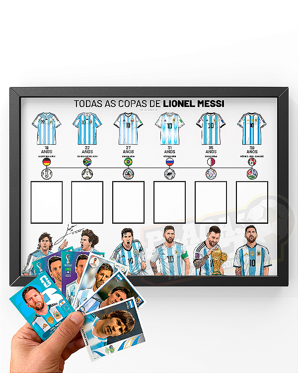 Quadro Messi Arte Todas As Copas + Figurinhas PARA COLAR