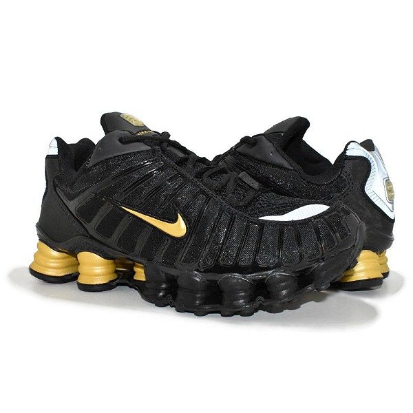 nike shox tl preto e dourado