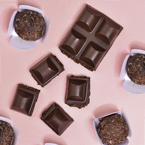 Barra de Chocolate Recheada com Brigadeiro - 120g Sem Glúten Sem Açúcar Sem Lactose Low Carb