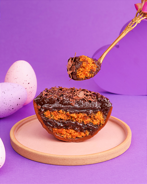 Ovo de Colher de Bolo de Cenoura com Brigadeiro Vegano 400g – Zero Açúcar Refinado, Zero Póliol, Zero Glúten, Zero Láct