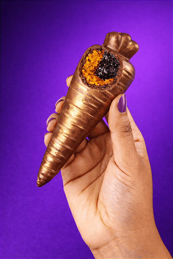 Cenoura Recheada com Bolo de Cenoura e Brigadeiro 100g – Zero Açúcar Refinado, Zero Póliol, Zero Glúten, Zero Lácteos, L