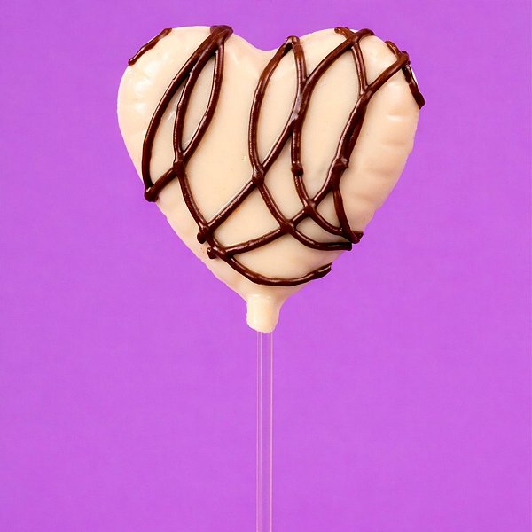 Pirulito De Coração De Chocolate Branco Ao Leite De Coco 25g – Zero Açúcar, Zero Póliol, Zero Glúten, Zero Lácteos