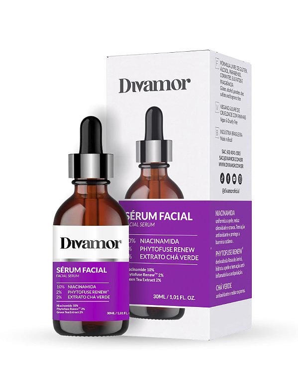 Sérum Pele Oleosa Niacinamida 10% + Phytofuse Renew 2% + Extrato Chá Verde 2%