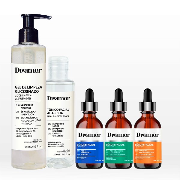 9 - Sabonete Demaquilante / Tônico Facial / Ácido Hialurônico / Ácido Glicólico / Vitamina C