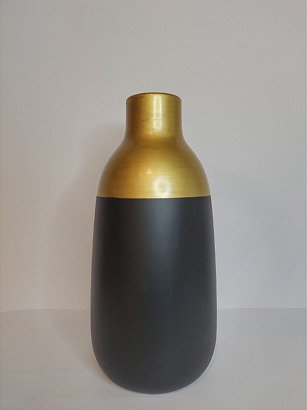 Vaso Imperio Preto de Ceramica 14x28cm