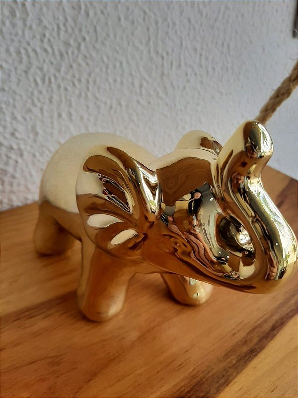 Elefante Decorativo Grande Dourado 14X6X11cm