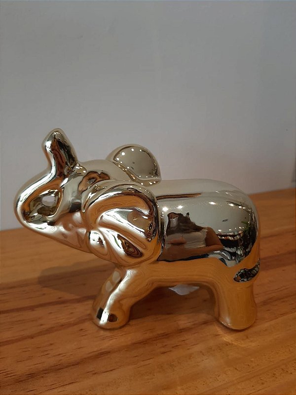 Elefante Decorativo Medio Dourado 11X5X9cm