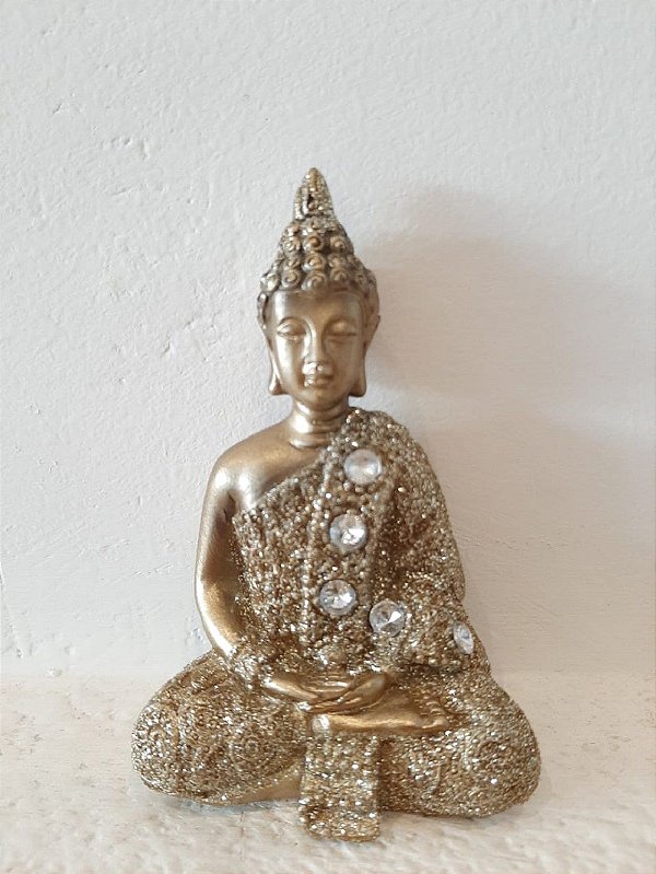 Buda Decorativo Dourado 6x3x9cm
