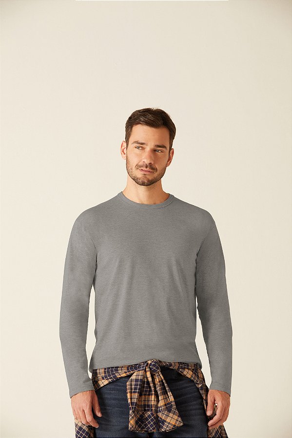 Camiseta Masculina Manga Longa Sem Punho em Algodão - Malwee