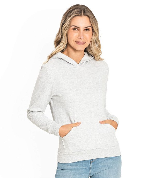 Blusa de frio moletom feminino com bolso e capuz Rovitex