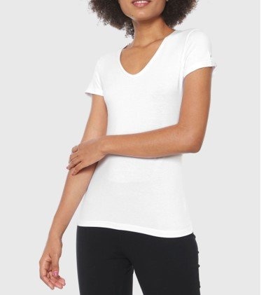 Camiseta Blusa Baby Look Gola "V" - Malwee