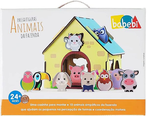 Brinquedo Educativo Passa Figuras Animais Da Fazenda - Babebi
