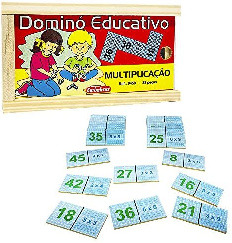 Jogo Educativo Madeira Dominó Multiplicação Carimbras