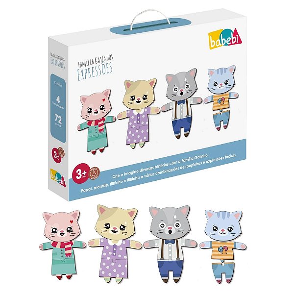 Brinquedo Educativo Inteligência Emocional Família Gatinhos Expressões