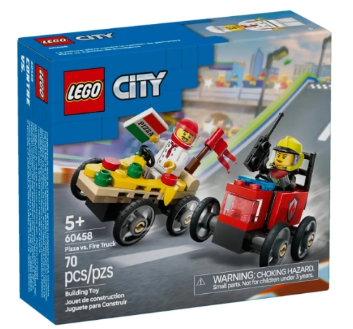 Lego Carros De Corrida Pizza Vs Caminhão Dos Bombeiros 60458