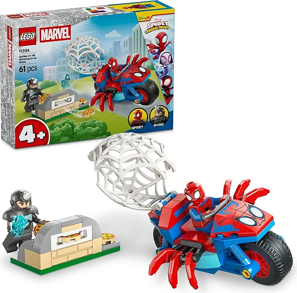 Lego Marvel Spidey sua Moto Contra Rhino 11206 - 61 Peças