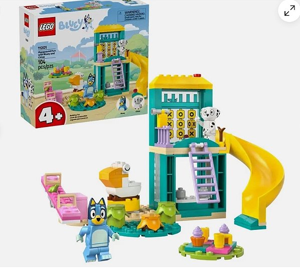 LEGO Bluey 104 peças PLAYGROUND DIVERTIDO COM BLUEY & CHLOE Conjunto de Construção