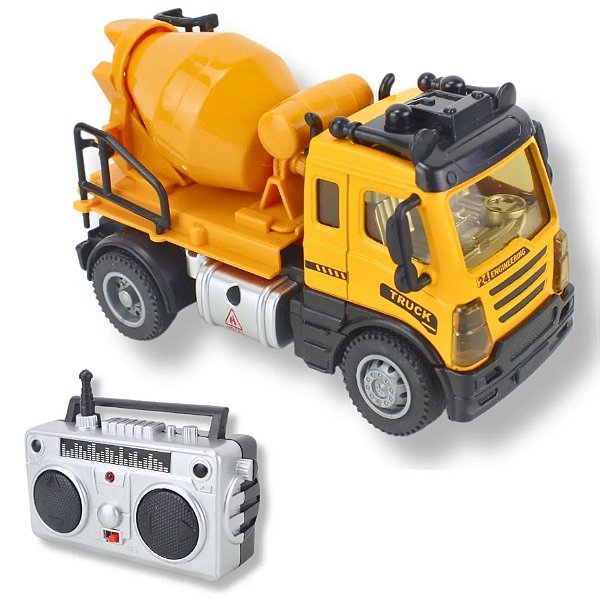 Caminhão de Controle Remoto Betoneira Truck Engenharia Com Luz - YP Toys