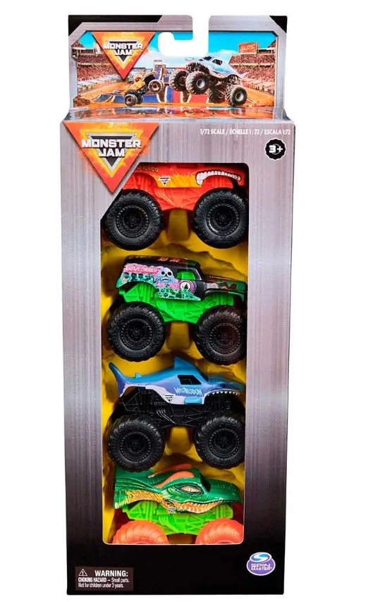 4 Carrinhos Dragon,El T. L.,Grave D.,Megalodon - Monster Jam - Sunny Brinquedos