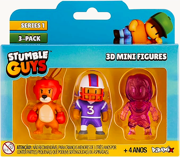 Stumble Guys, Kit Figuras 3D Boxing Roo, Quarterback, Amethyst Nyx Estrela
