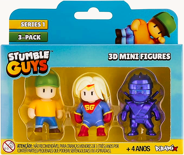 Stumble Guys Kit Figuras 3D Mr STBL, Super Gal, Dynamitron, RB Cupid Estrela