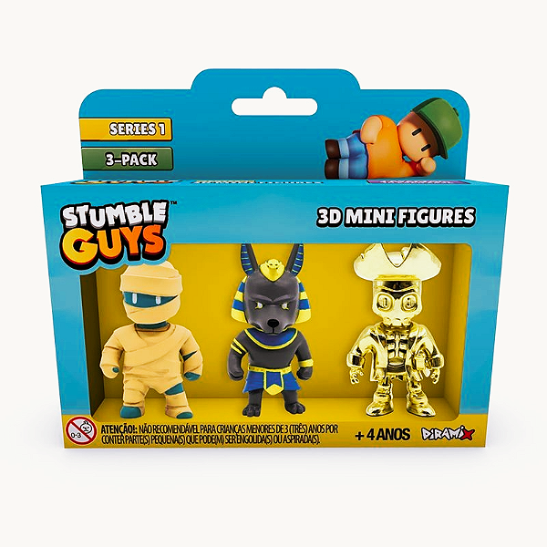 Brinquedos Estrela, Stumble Guys, Kit Figuras 3D Mammi, Anubis, Capt Coldheart Estrela