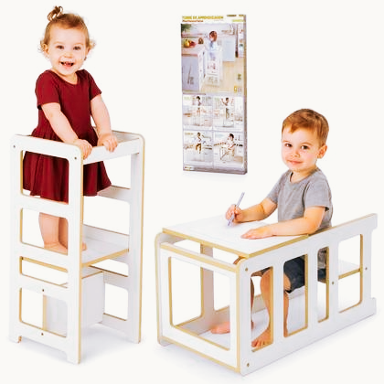 Torre Aprendizagem Montessoriana 4 X 1 Mesa Cadeira Mesa Mdf