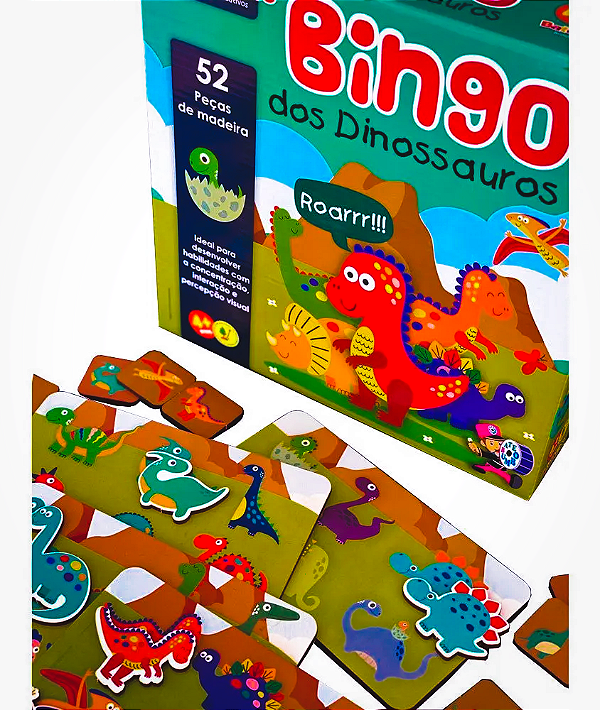 Bingo Dos Dinossauros Brinquedo Educativo Bate Bumbo