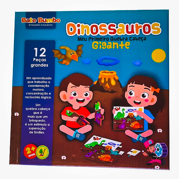 Meu Primeiro Quebra Cabeça Gigante Dinossauros Bate Bumbo