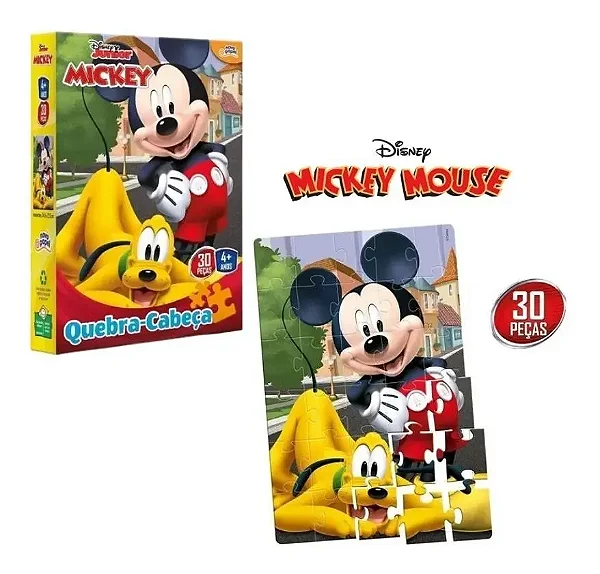 Quebra Cabeça Infantil Mickey Mouse 30 Peças Disney Toyster