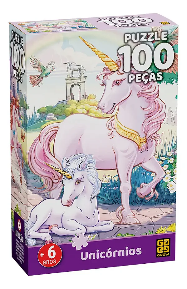 Quebra-cabeça 100 peças Unicórnios - Grow