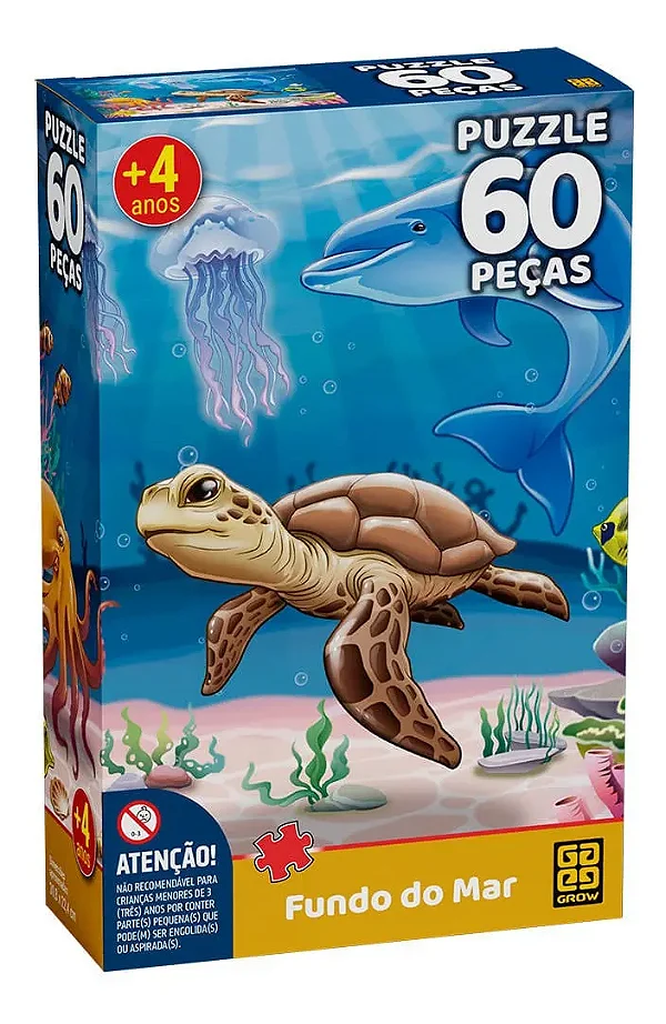Quebra Cabeça Puzzle 60 Peças Fundo Do Mar Grow