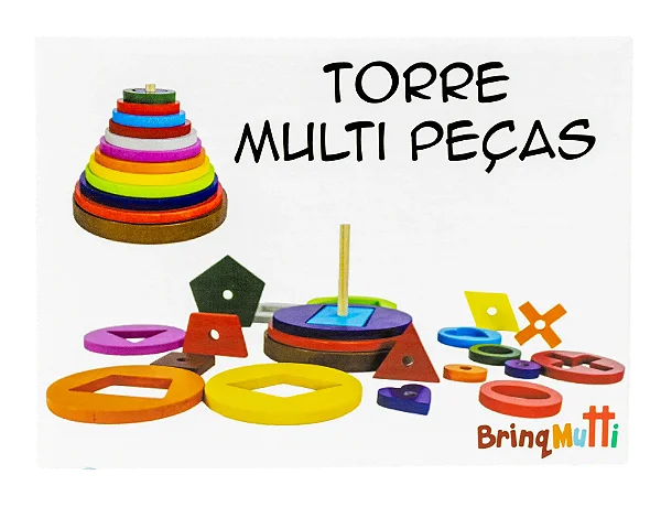 Torre Multi Peças Brinquedo Educativo de Madeira