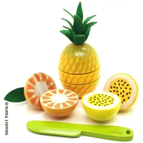 Kit 3 frutas em madeira - New Art