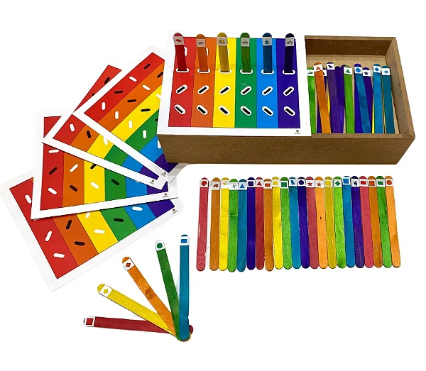 Caixa de Palitos Coloridos: Aprendizagem e Coordenação - Materiais para Brincar