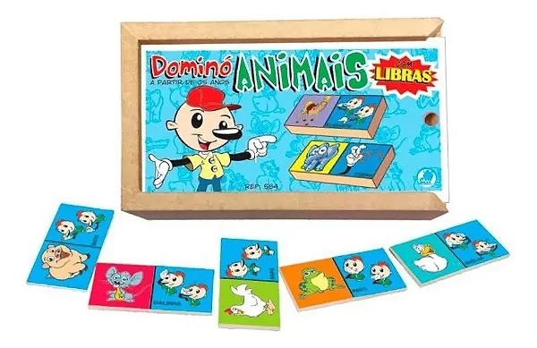 Jogo de Dominó Infantil Animais com Libras - Simque