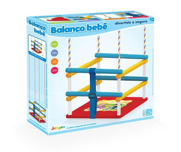 Balanço Bebê Infantil Em Madeira Mdf Com Cinto Até 35 Kg Inmetro
